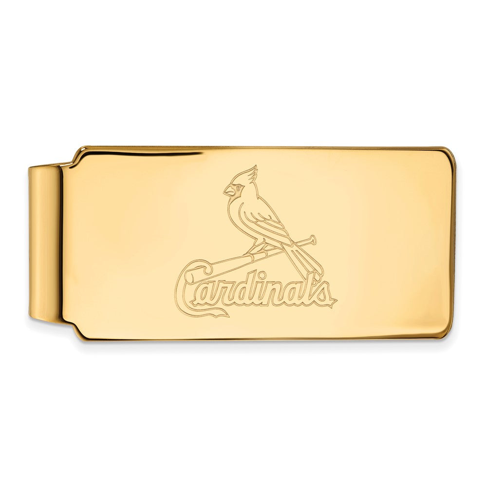 10K Yellow Gold MLB St. Louis Cardinals Fold Over Money Clip, Item M11539 by The Black Bow Jewelry Co.