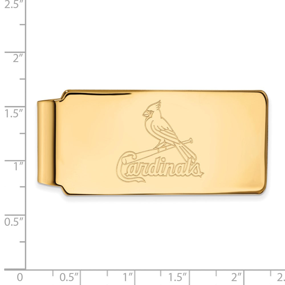 Alternate view of the 10K Yellow Gold MLB St. Louis Cardinals Fold Over Money Clip by The Black Bow Jewelry Co.