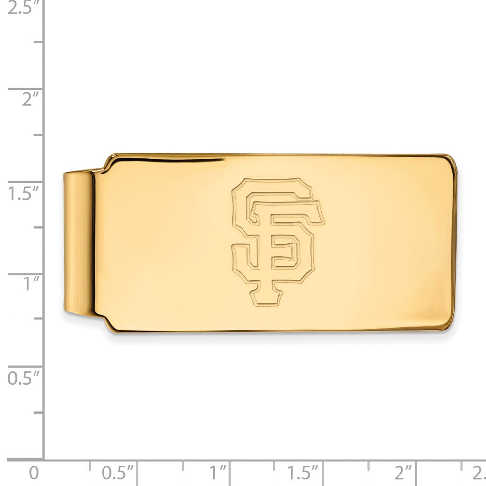 Alternate view of the 14K Yellow Gold MLB San Francisco Giants Fold Over Money Clip by The Black Bow Jewelry Co.
