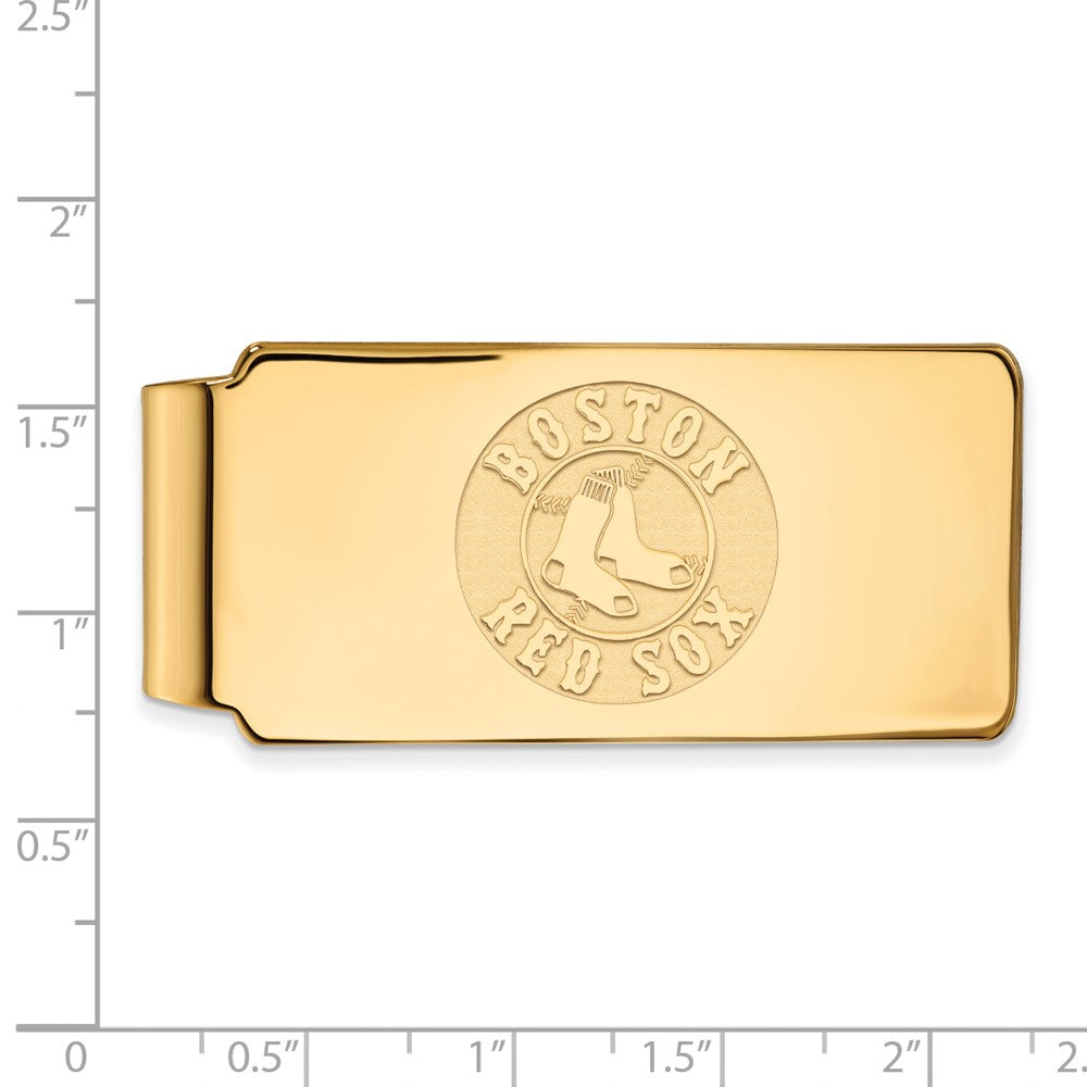 Alternate view of the 14K Gold Plated Silver MLB Boston Red Sox Fold Over Money Clip by The Black Bow Jewelry Co.