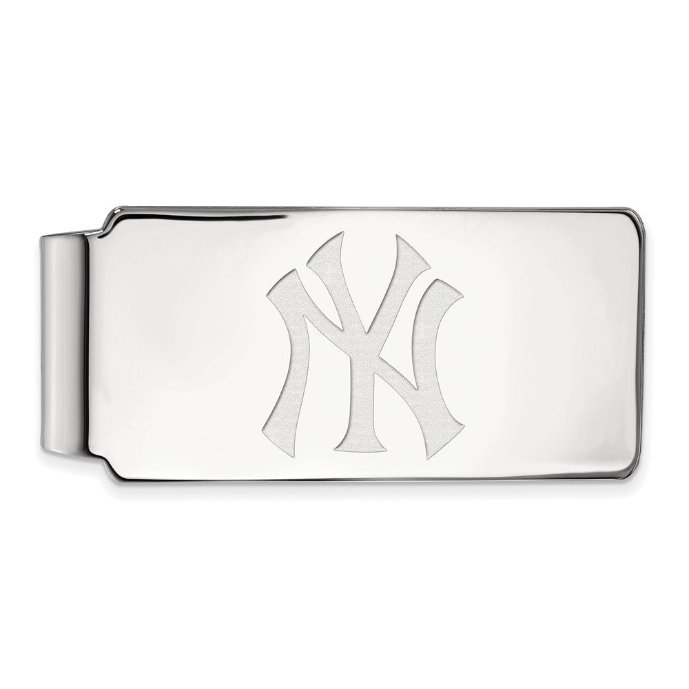 14K White Gold MLB New York Yankees Fold Over Money Clip, Item M11564 by The Black Bow Jewelry Co.