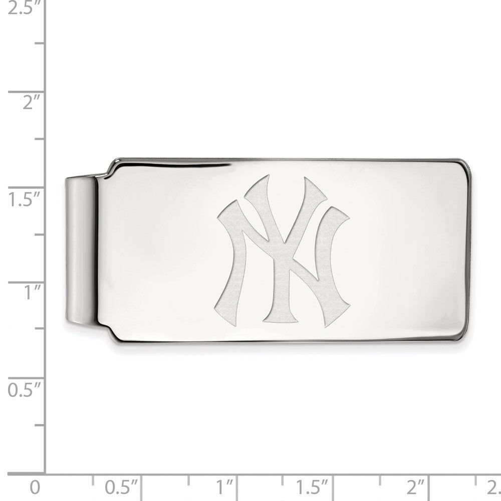 Alternate view of the 14K White Gold MLB New York Yankees Fold Over Money Clip by The Black Bow Jewelry Co.