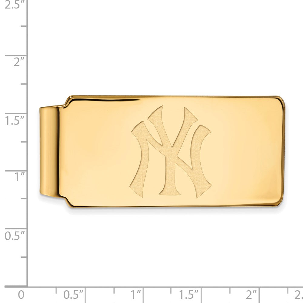 Alternate view of the 14K Gold Plated Silver MLB New York Yankees Fold Over Money Clip by The Black Bow Jewelry Co.