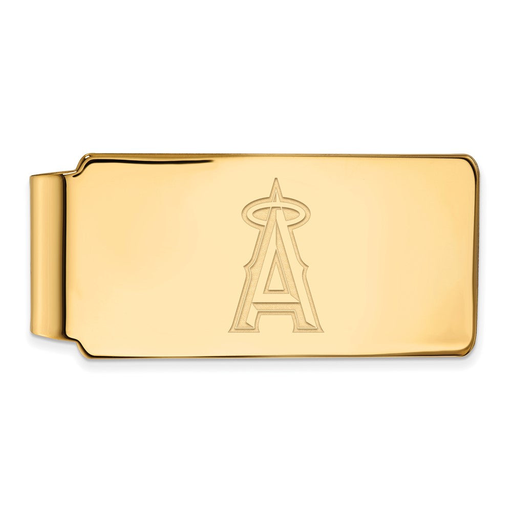 14K Gold Plated Silver MLB Los Angeles Angels Fold Over Money Clip, Item M11570 by The Black Bow Jewelry Co.