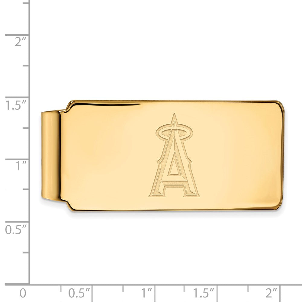 Alternate view of the 14K Gold Plated Silver MLB Los Angeles Angels Fold Over Money Clip by The Black Bow Jewelry Co.