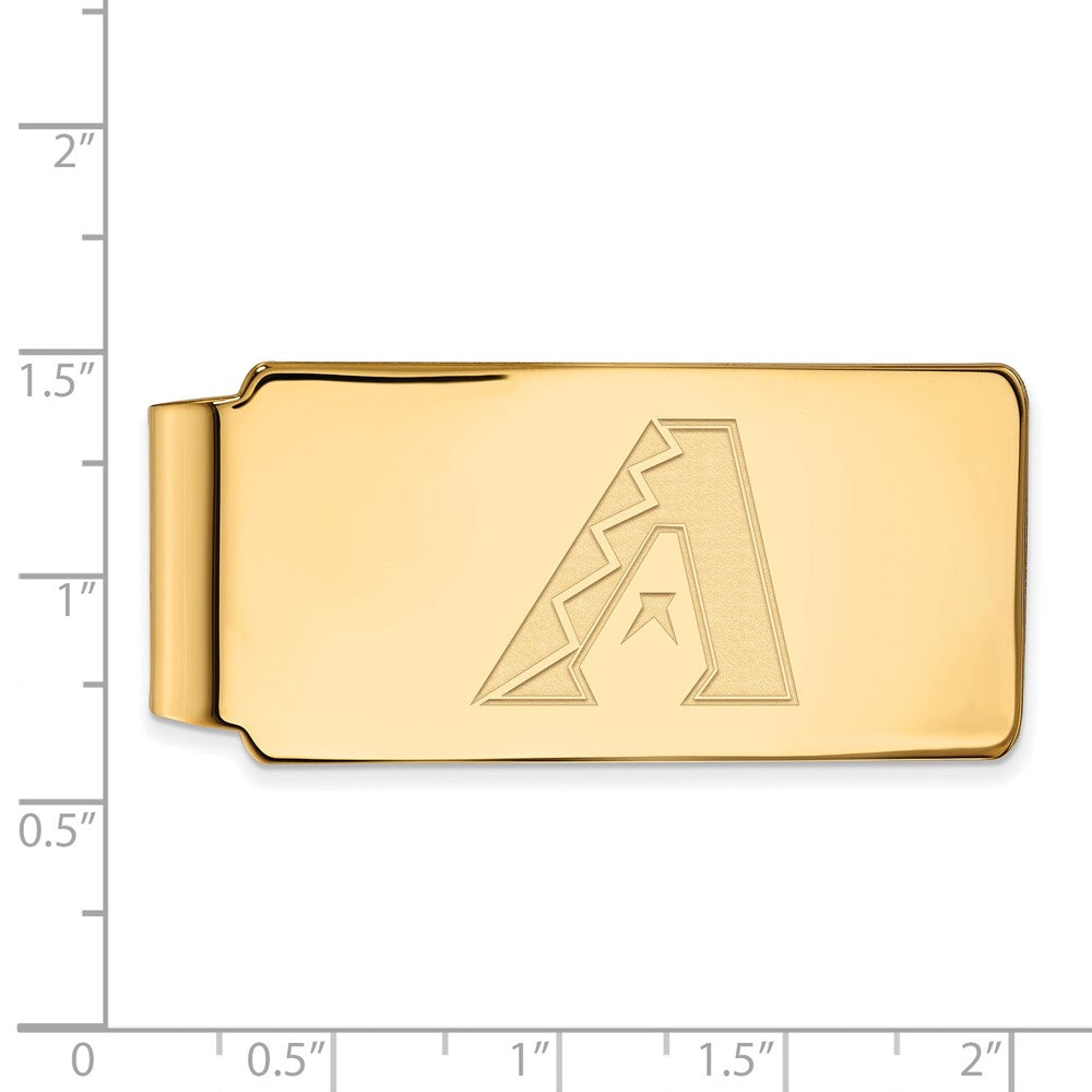 Alternate view of the 14K Gold Plated Silver MLB Arizona Diamondbacks Fold Over Money Clip by The Black Bow Jewelry Co.