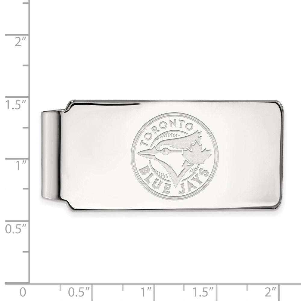 Alternate view of the Sterling Silver MLB Toronto Blue Jays Fold Over Money Clip by The Black Bow Jewelry Co.