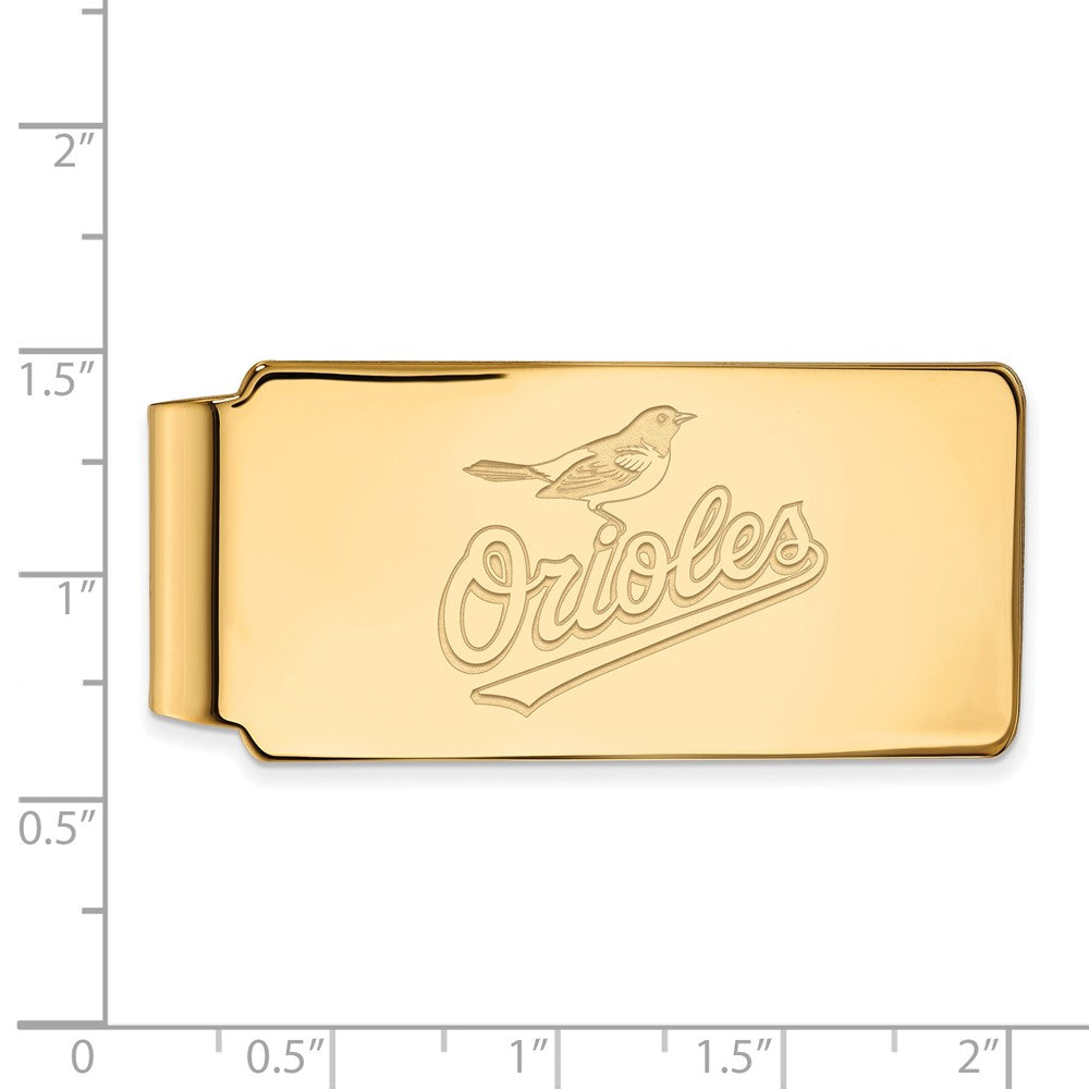 Alternate view of the 14K Gold Plated Silver MLB Baltimore Orioles Fold Over Money Clip by The Black Bow Jewelry Co.