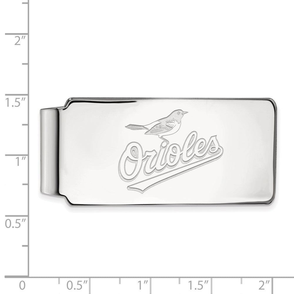 Alternate view of the Sterling Silver MLB Baltimore Orioles Fold Over Money Clip by The Black Bow Jewelry Co.