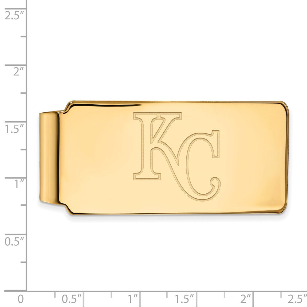 Alternate view of the 14K Gold Plated Silver MLB Kansas City Royals Fold Over Money Clip by The Black Bow Jewelry Co.