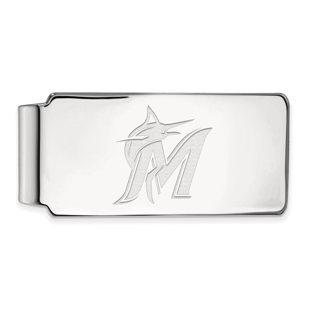 Sterling Silver MLB Miami Marlins Fold Over Money Clip, Item M11581 by The Black Bow Jewelry Co.