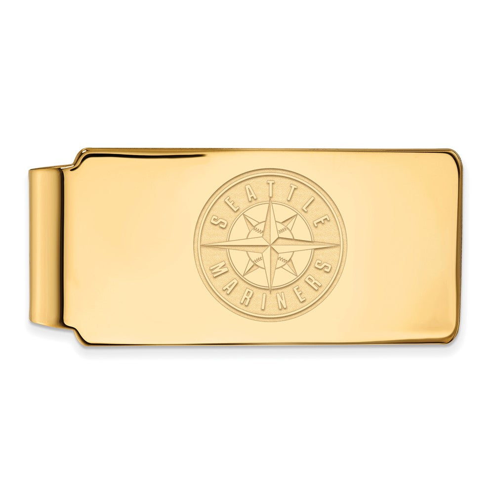 14K Gold Plated Silver MLB Seattle Mariners Fold Over Money Clip, Item M11582 by The Black Bow Jewelry Co.