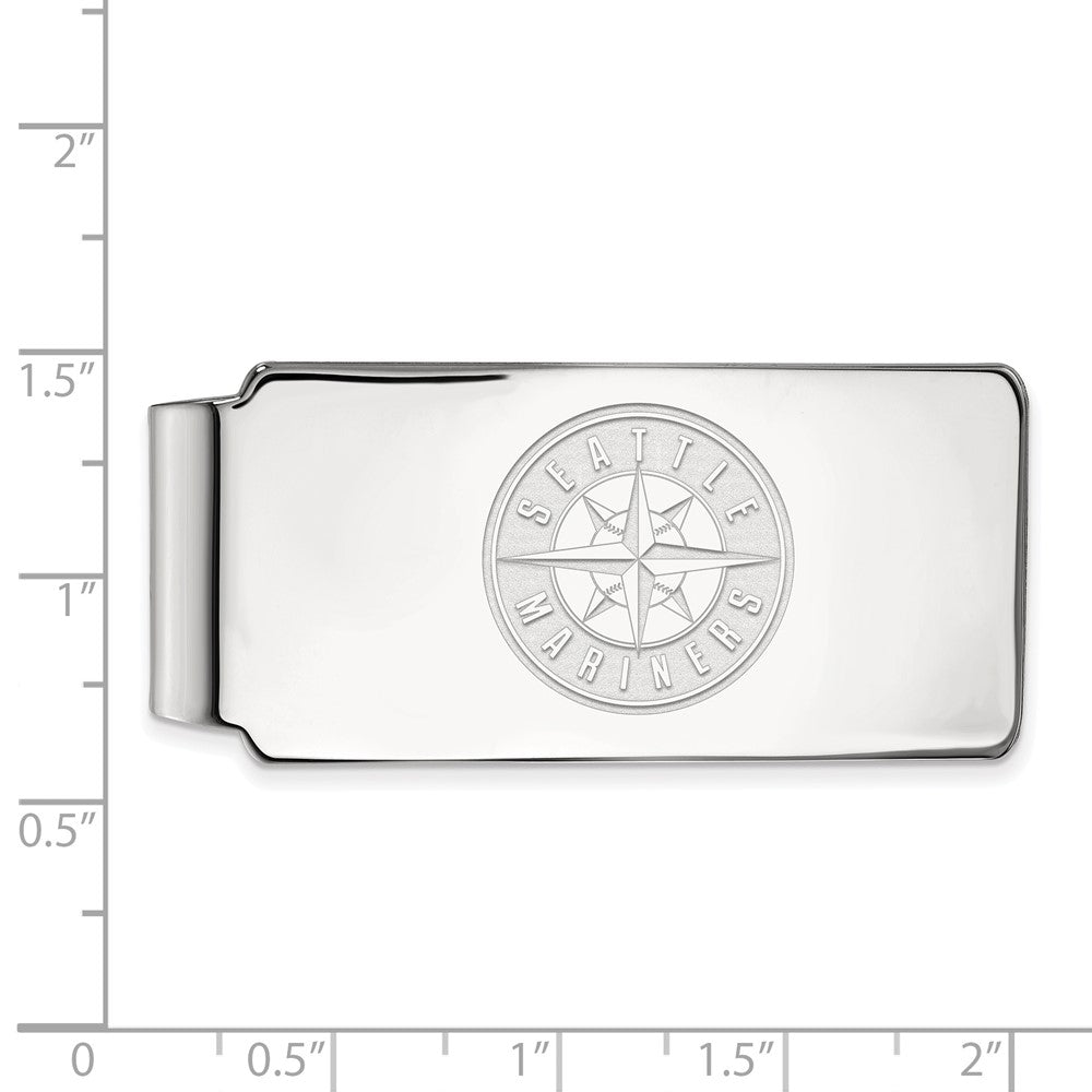 Alternate view of the Sterling Silver MLB Seattle Mariners Fold Over Money Clip by The Black Bow Jewelry Co.