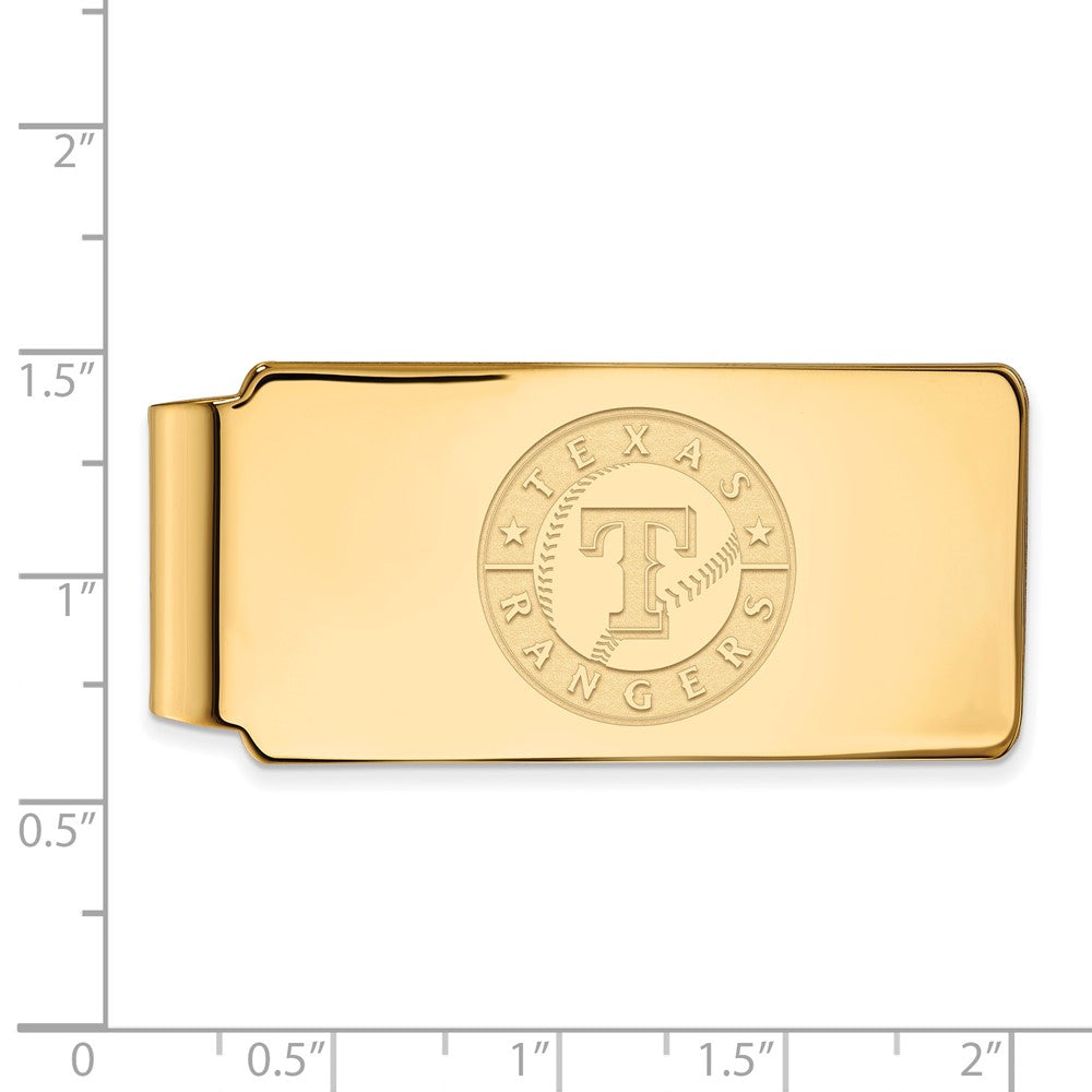 Alternate view of the 14K Gold Plated Silver MLB Texas Rangers Fold Over Money Clip by The Black Bow Jewelry Co.