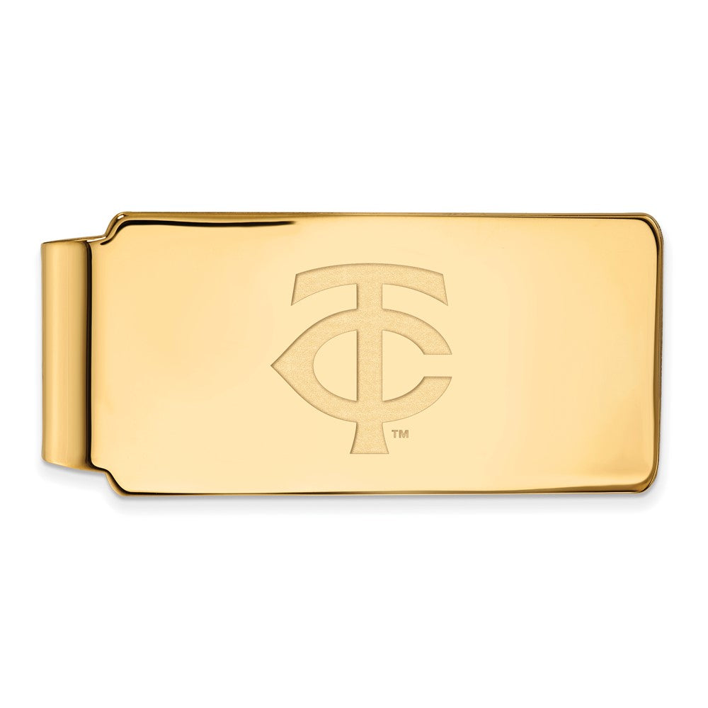 14K Gold Plated Silver MLB Minnesota Twins Fold Over Money Clip, Item M11590 by The Black Bow Jewelry Co.