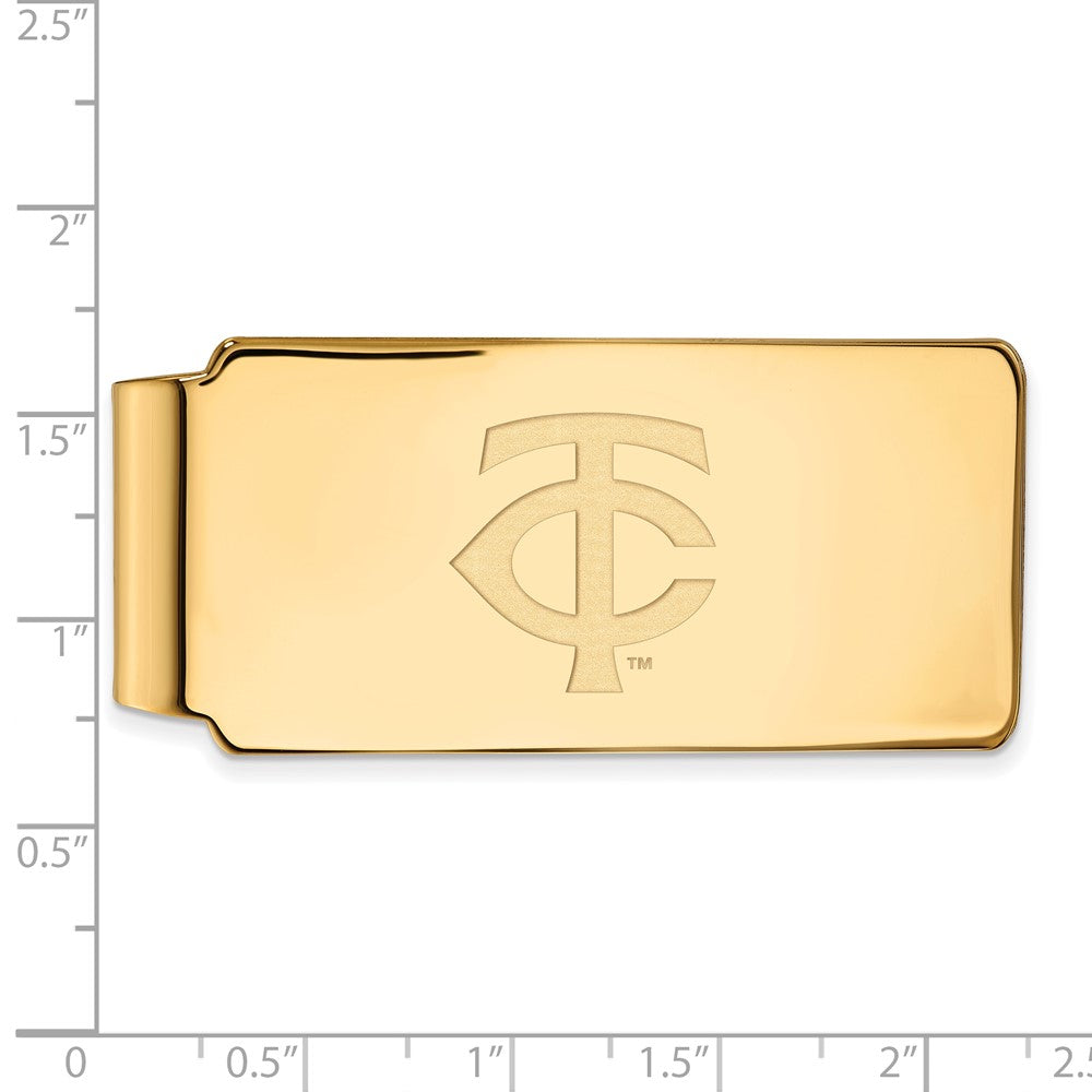 Alternate view of the 14K Gold Plated Silver MLB Minnesota Twins Fold Over Money Clip by The Black Bow Jewelry Co.