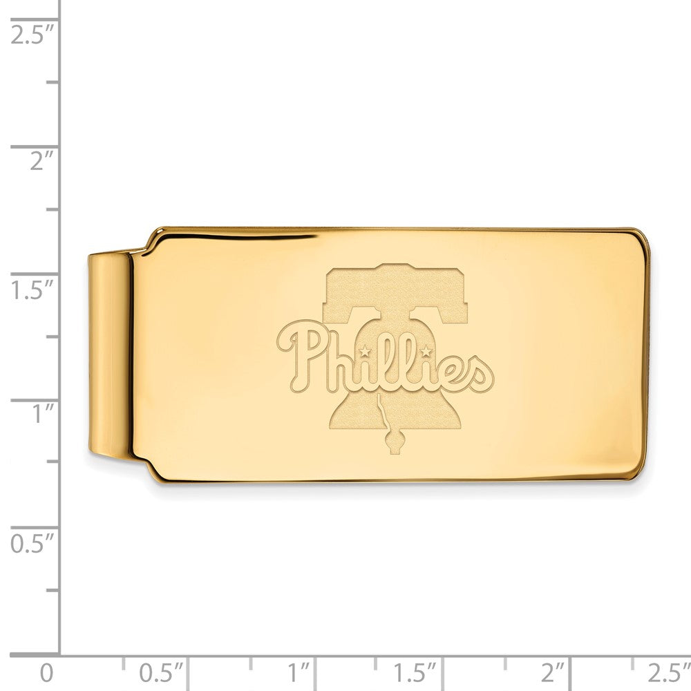 Alternate view of the 14K Gold Plated Silver MLB Philadelphia Phillies Fold Over Money Clip by The Black Bow Jewelry Co.