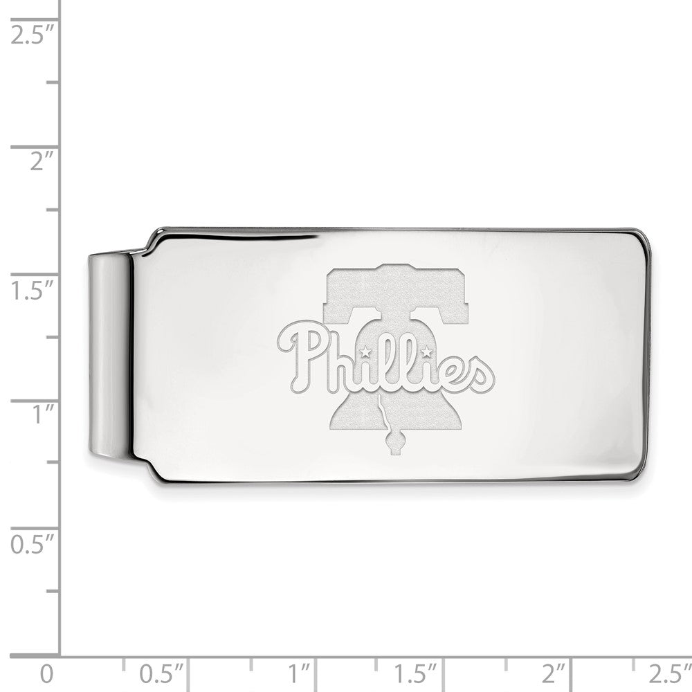 Alternate view of the Sterling Silver MLB Philadelphia Phillies Fold Over Money Clip by The Black Bow Jewelry Co.