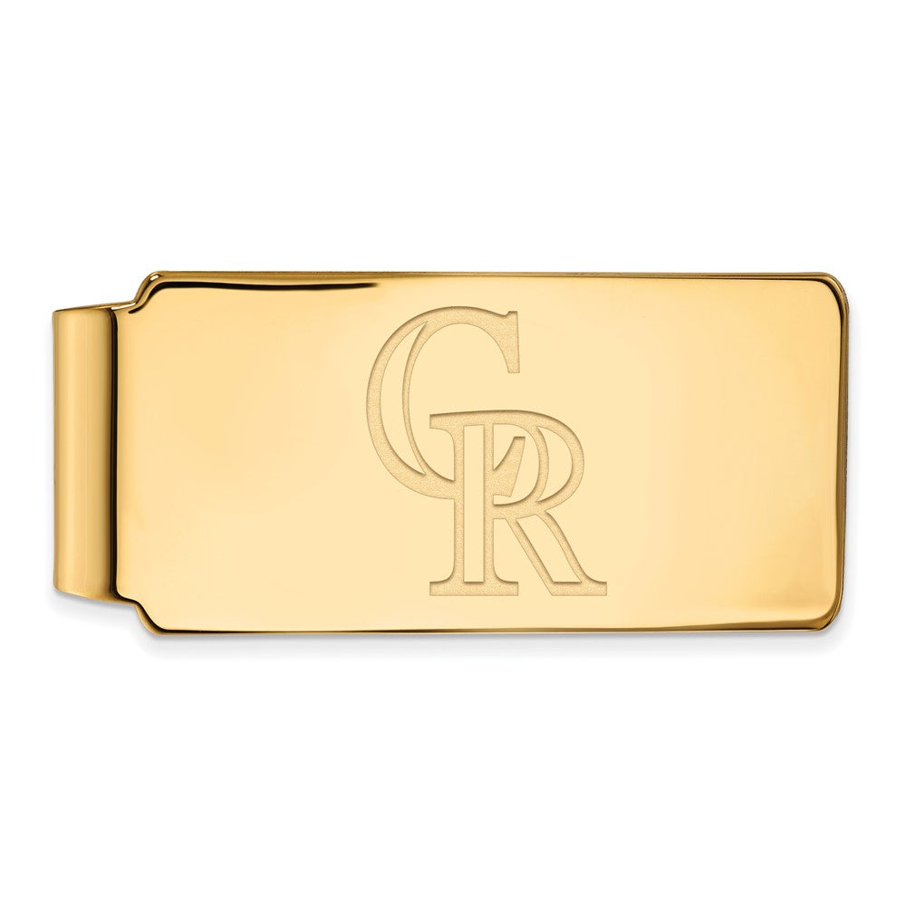14K Gold Plated Silver MLB Colorado Rockies Fold Over Money Clip, Item M11596 by The Black Bow Jewelry Co.