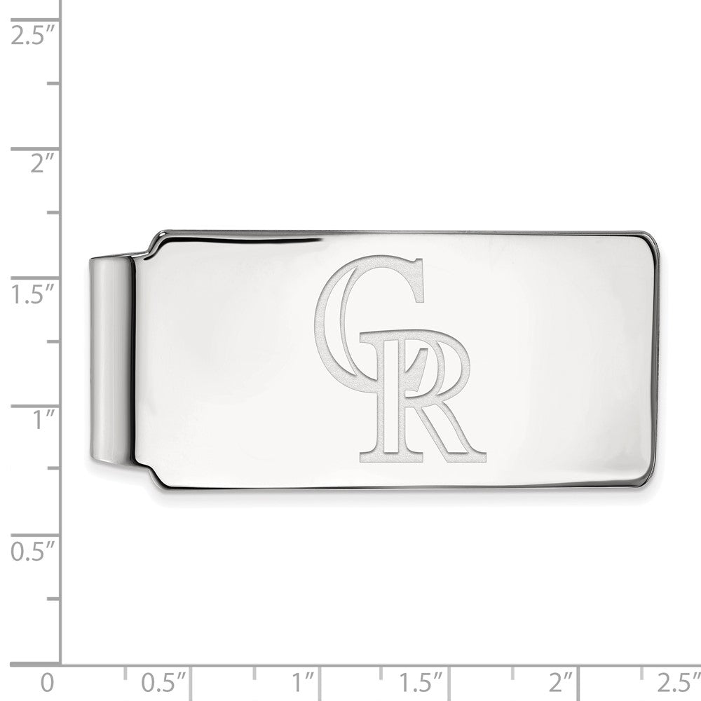 Alternate view of the Sterling Silver MLB Colorado Rockies Fold Over Money Clip by The Black Bow Jewelry Co.