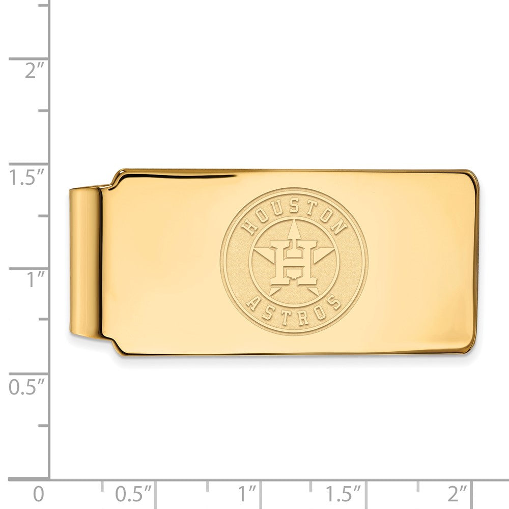 Alternate view of the 14K Gold Plated Silver MLB Houston Astros Fold Over Money Clip by The Black Bow Jewelry Co.