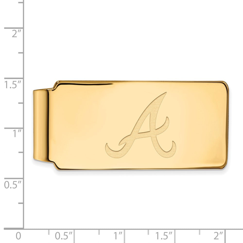 Alternate view of the 14K Gold Plated Silver MLB Atlanta Braves Fold Over Money Clip by The Black Bow Jewelry Co.