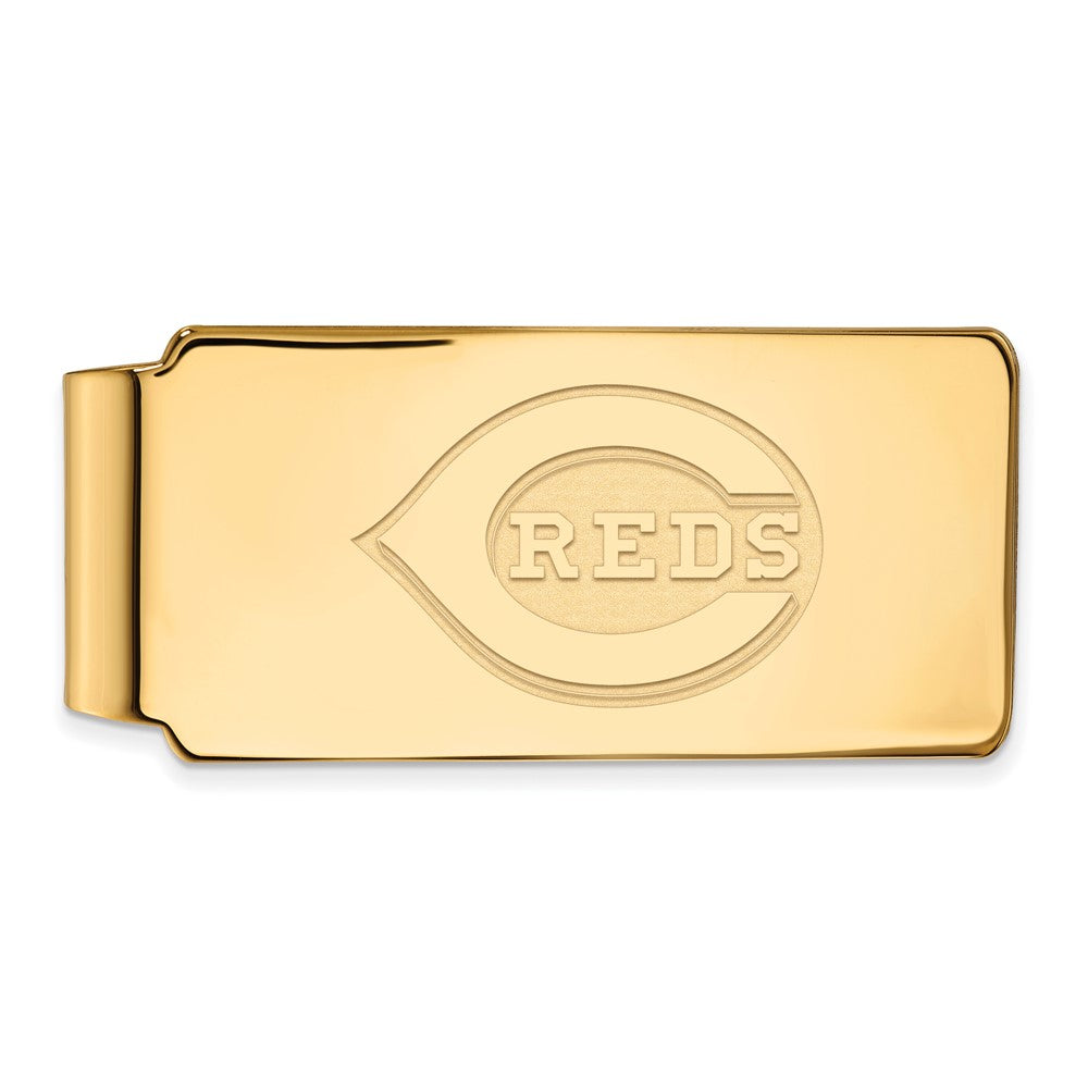 14K Gold Plated Silver MLB Cincinnati Reds Fold Over Money Clip, Item M11602 by The Black Bow Jewelry Co.