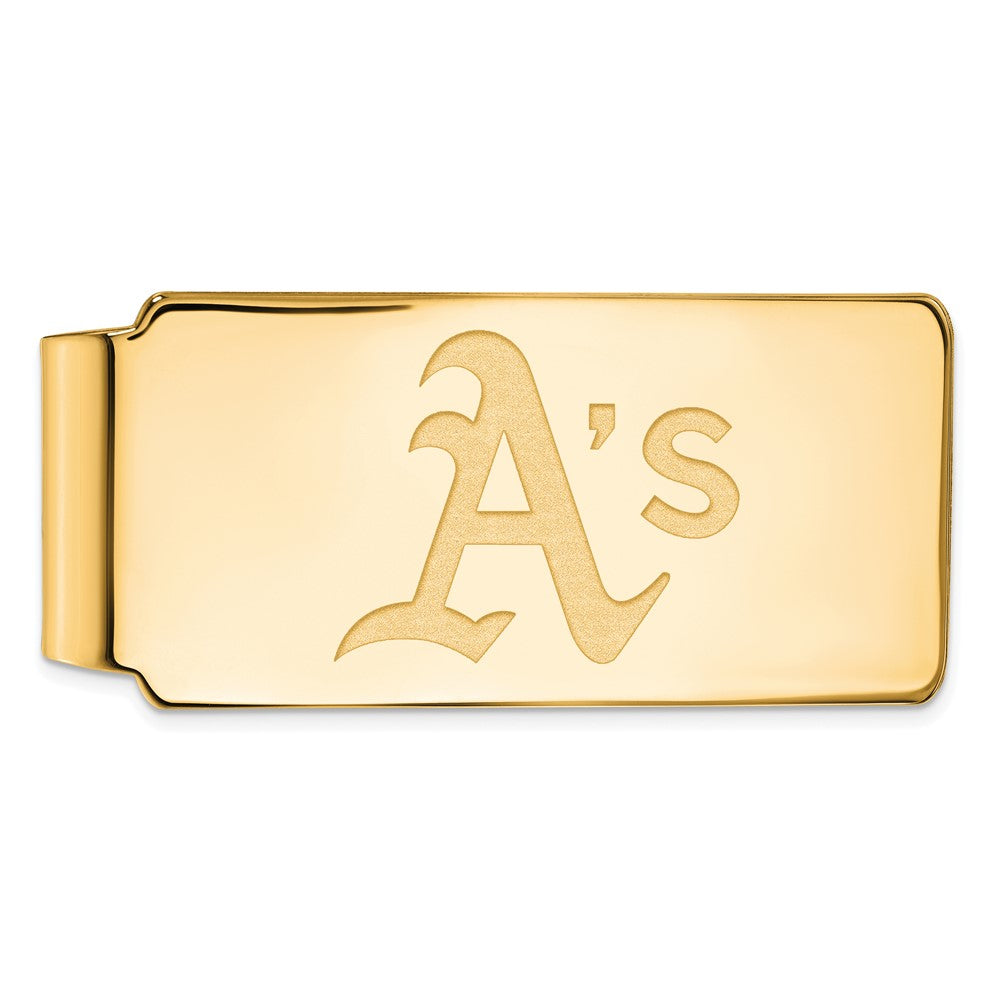 14K Gold Plated Silver MLB Oakland Athletics Fold Over Money Clip, Item M11604 by The Black Bow Jewelry Co.