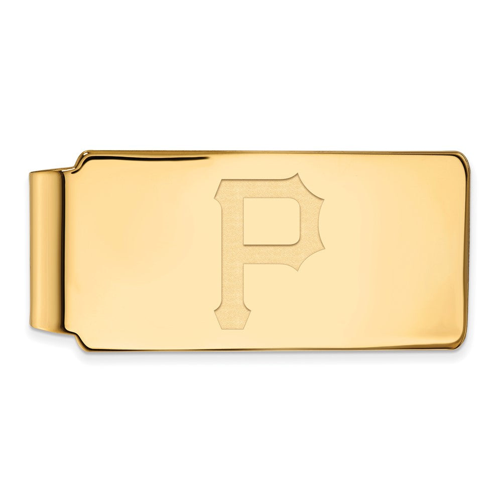 14K Gold Plated Silver MLB Pittsburgh Pirates Fold Over Money Clip, Item M11606 by The Black Bow Jewelry Co.