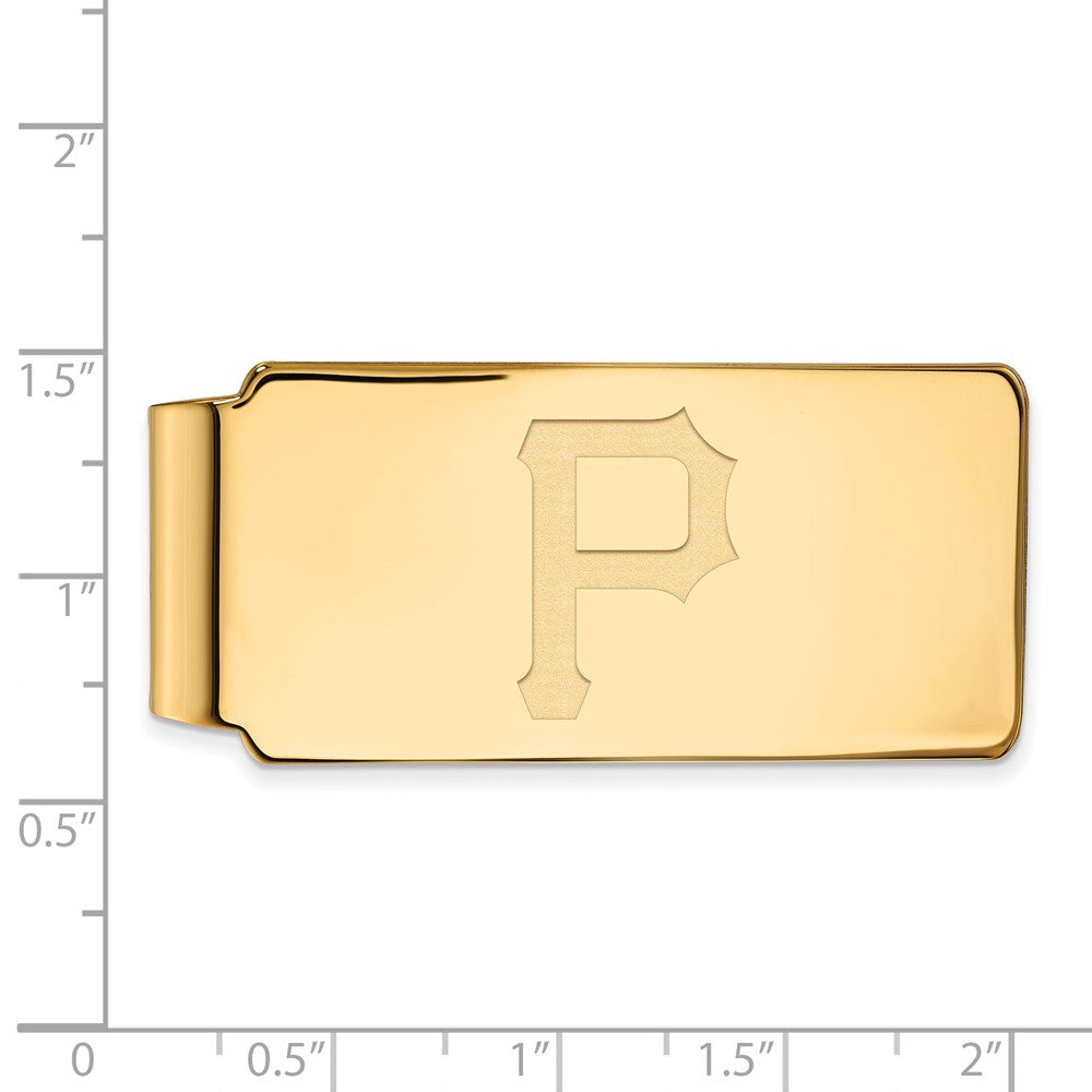 Alternate view of the 14K Gold Plated Silver MLB Pittsburgh Pirates Fold Over Money Clip by The Black Bow Jewelry Co.