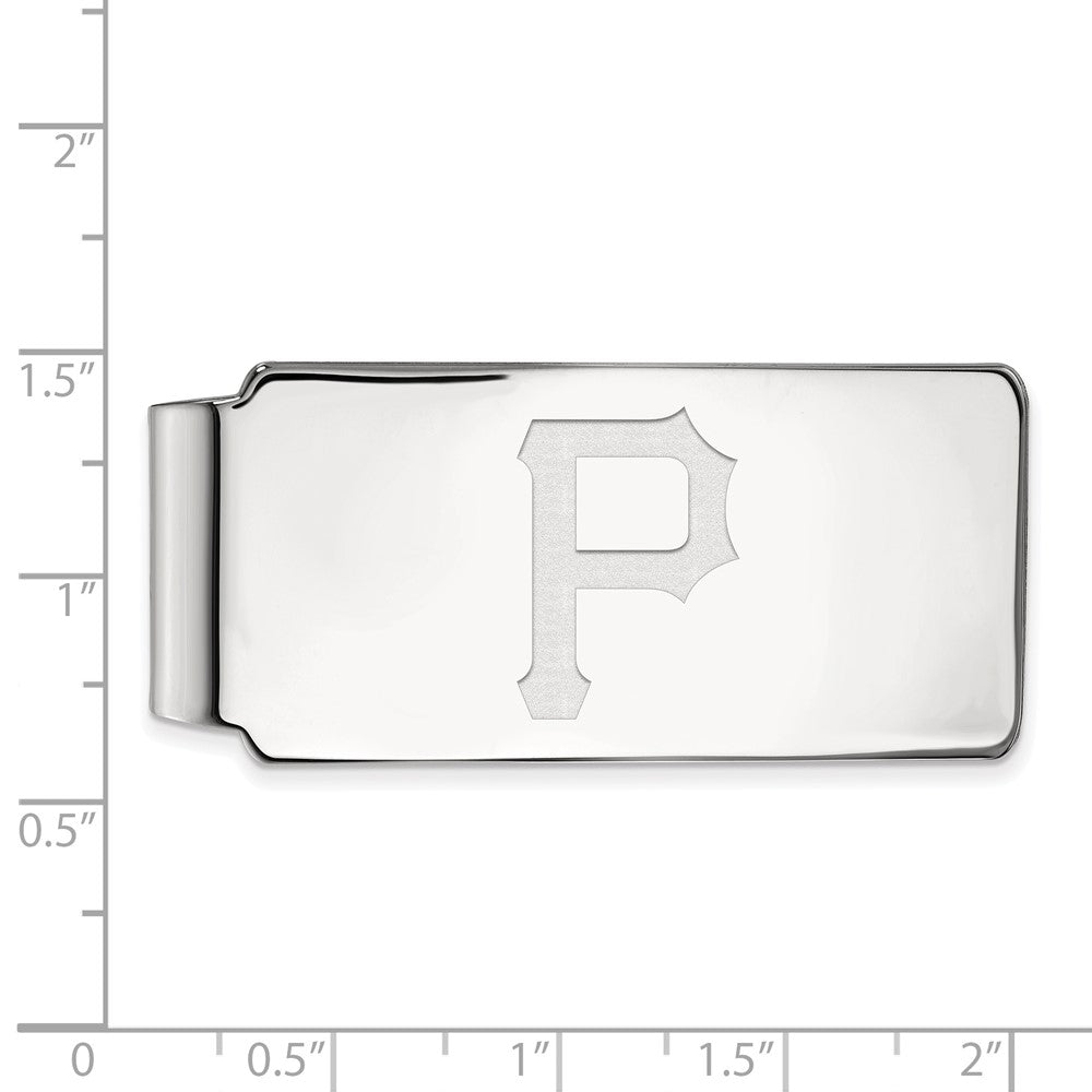 Alternate view of the Sterling Silver MLB Pittsburgh Pirates Fold Over Money Clip by The Black Bow Jewelry Co.