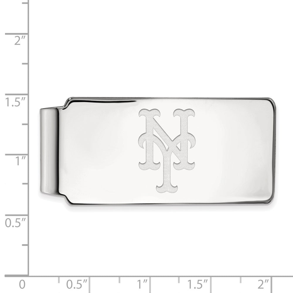 Alternate view of the Sterling Silver MLB New York Mets Fold Over Money Clip by The Black Bow Jewelry Co.