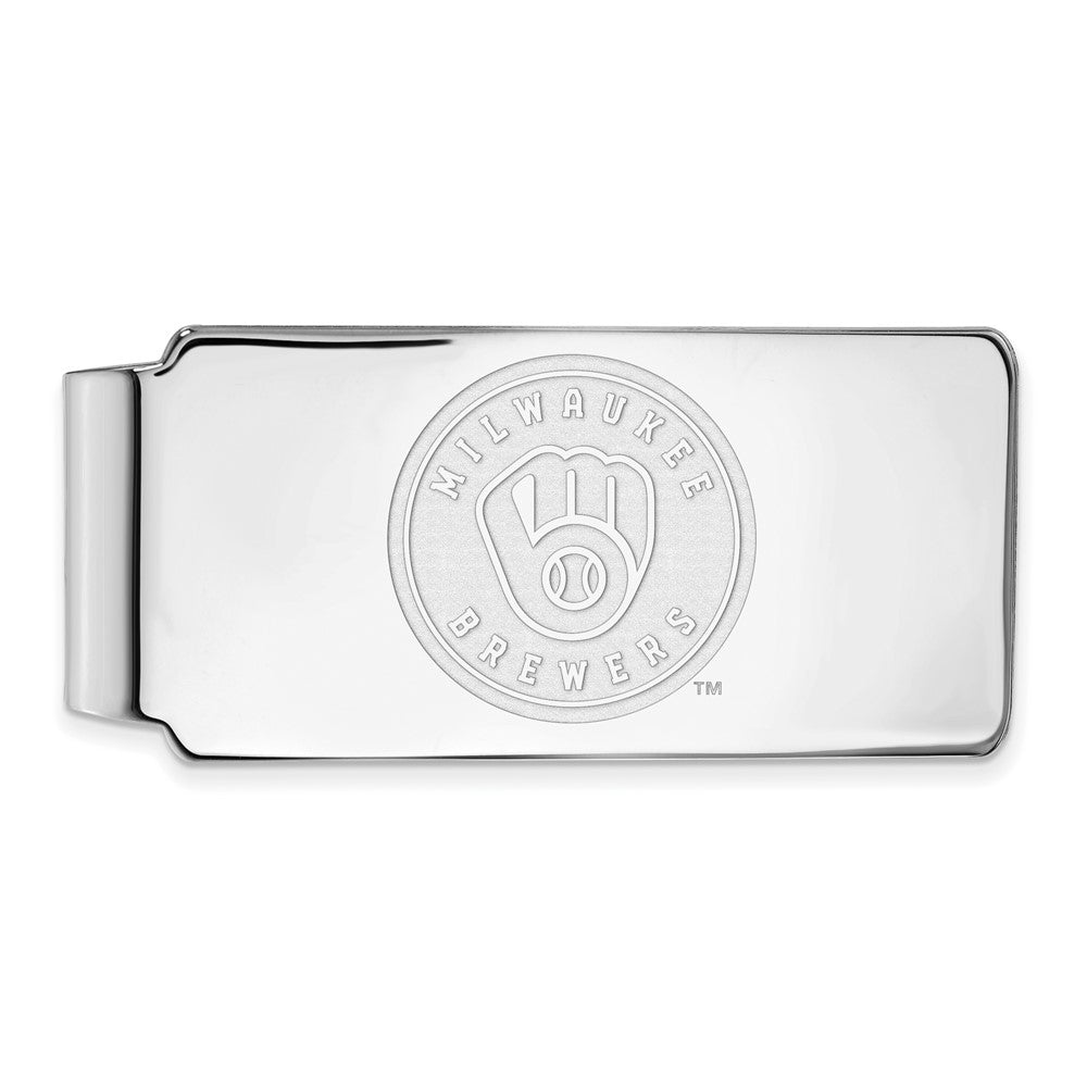 Sterling Silver MLB Milwaukee Brewers Fold Over Money Clip, Item M11611 by The Black Bow Jewelry Co.