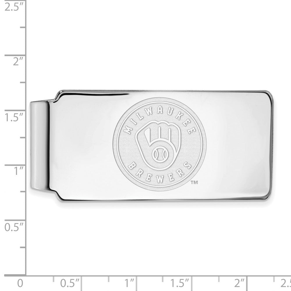Alternate view of the Sterling Silver MLB Milwaukee Brewers Fold Over Money Clip by The Black Bow Jewelry Co.