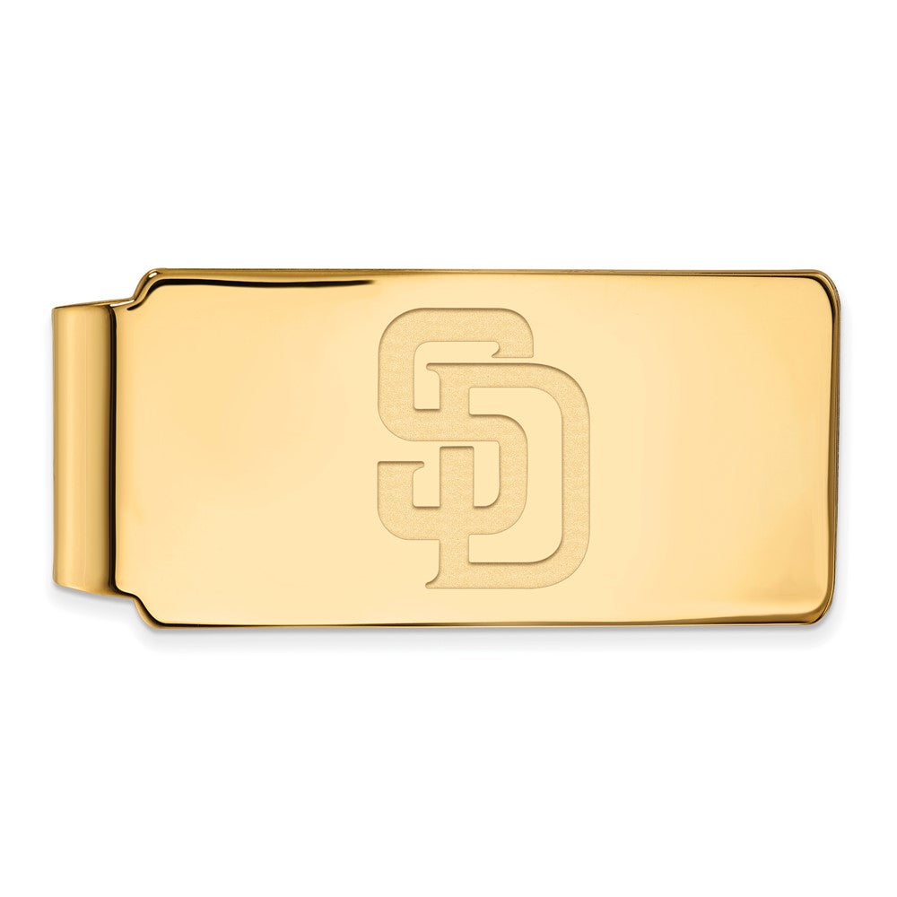 14K Gold Plated Silver MLB San Diego Padres Fold Over Money Clip, Item M11612 by The Black Bow Jewelry Co.