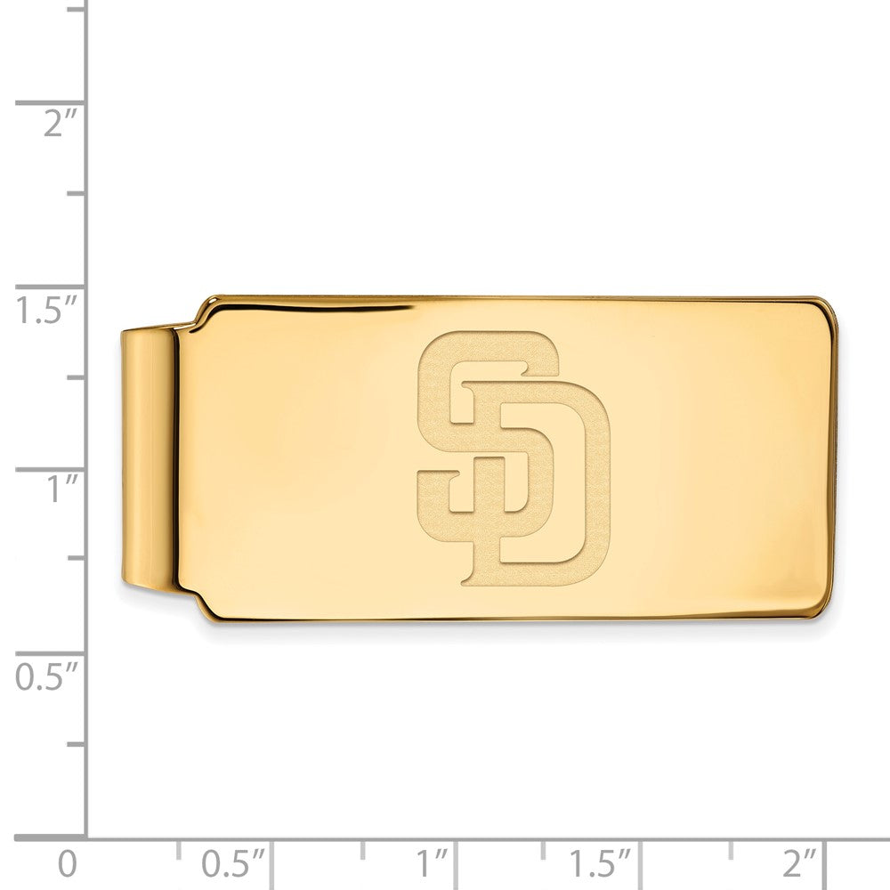 Alternate view of the 14K Gold Plated Silver MLB San Diego Padres Fold Over Money Clip by The Black Bow Jewelry Co.