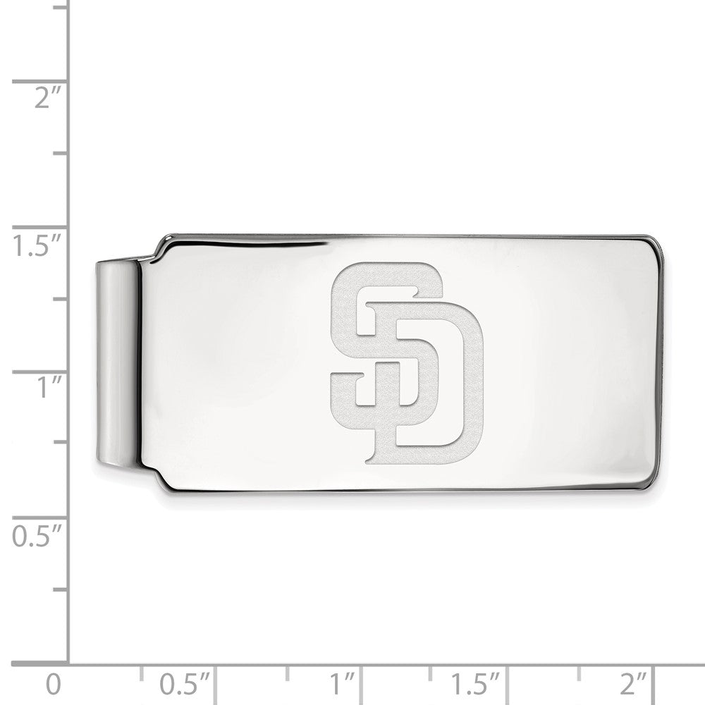 Alternate view of the Sterling Silver MLB San Diego Padres Fold Over Money Clip by The Black Bow Jewelry Co.