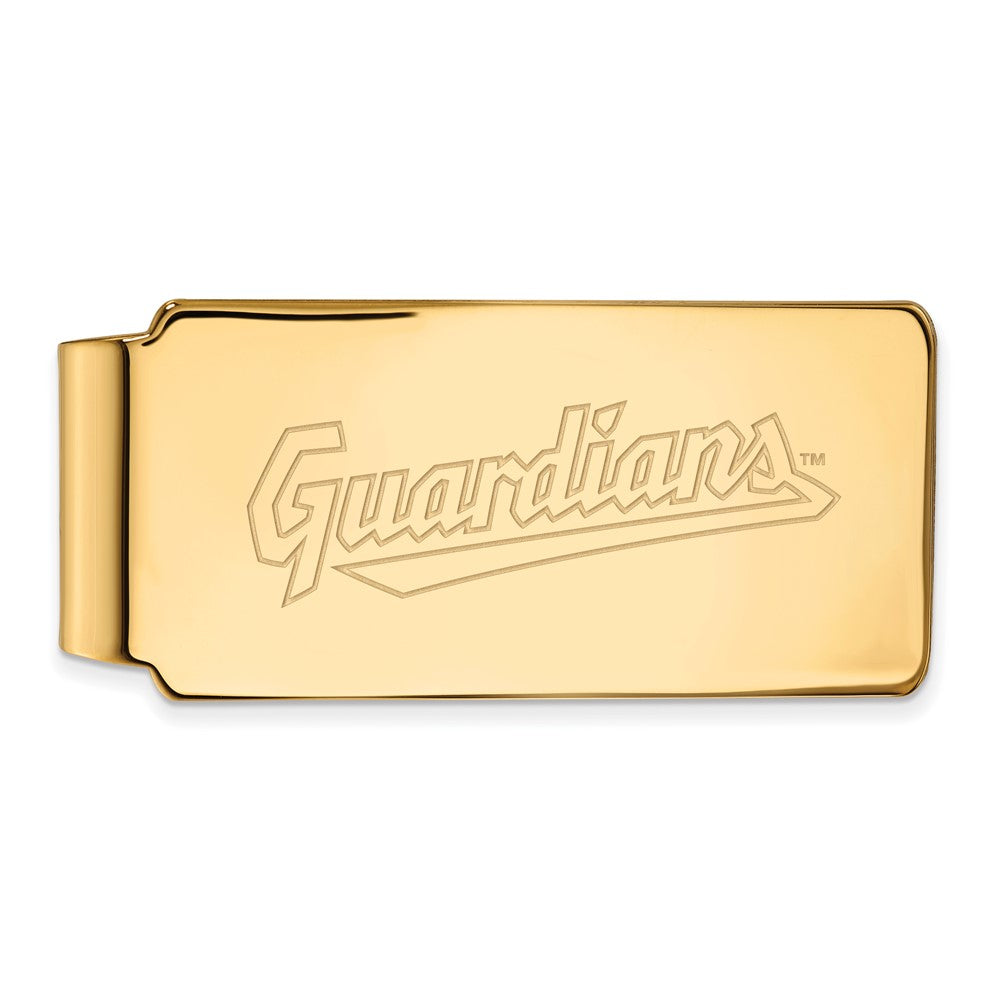 10K Yellow Gold MLB Cleveland Guardians Fold Over Money Clip, Item M11615 by The Black Bow Jewelry Co.