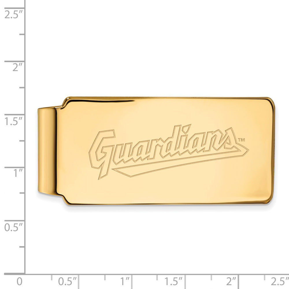 Alternate view of the 10K Yellow Gold MLB Cleveland Guardians Fold Over Money Clip by The Black Bow Jewelry Co.