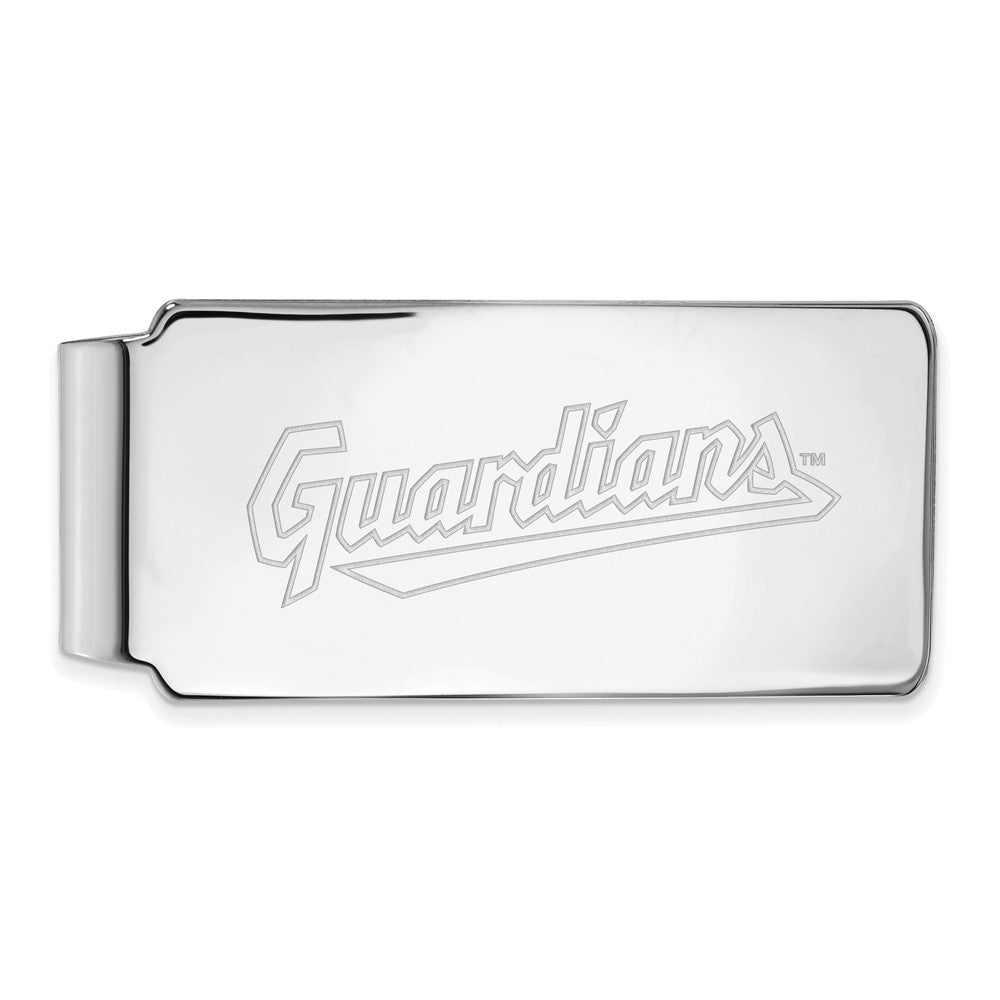14K White Gold MLB Cleveland Guardians Fold Over Money Clip, Item M11616 by The Black Bow Jewelry Co.