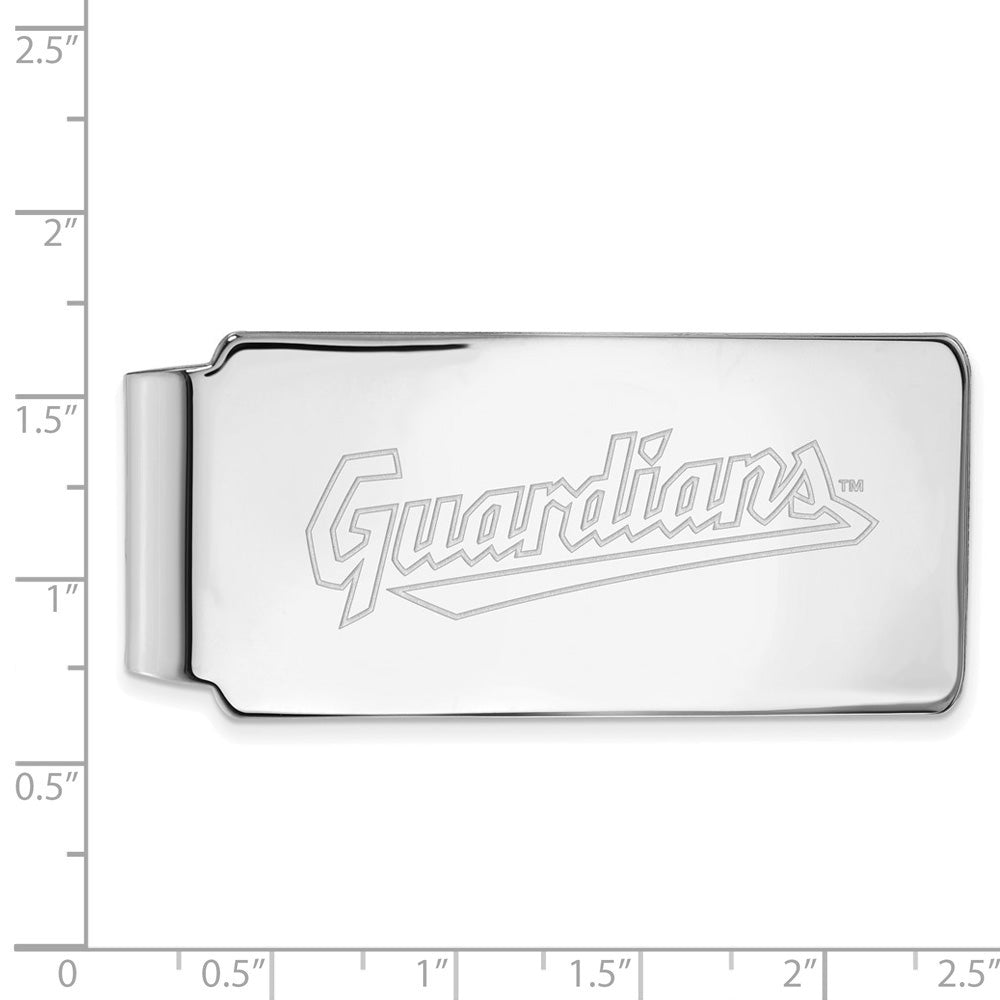 Alternate view of the 14K White Gold MLB Cleveland Guardians Fold Over Money Clip by The Black Bow Jewelry Co.