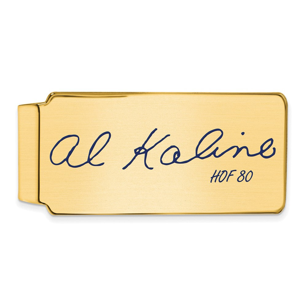 14K Gold Plated Silver Al Kaline HOF Epoxy Signature Money Clip, Item M11620 by The Black Bow Jewelry Co.