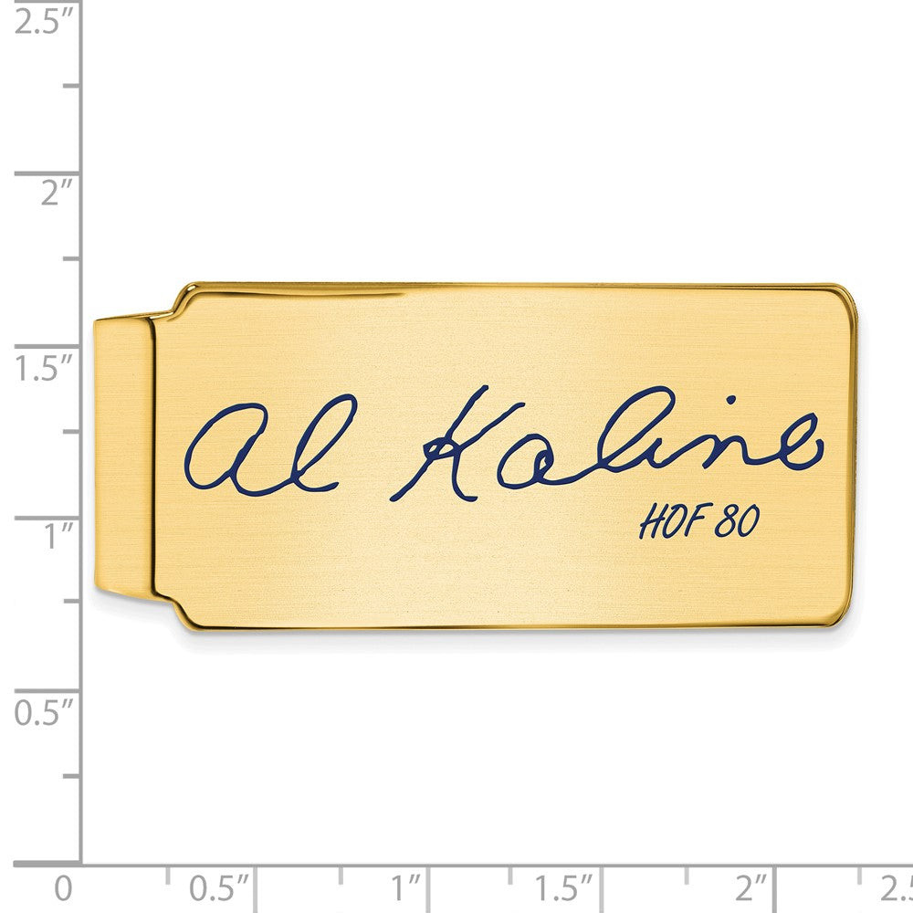 Alternate view of the 14K Gold Plated Silver Al Kaline HOF Epoxy Signature Money Clip by The Black Bow Jewelry Co.