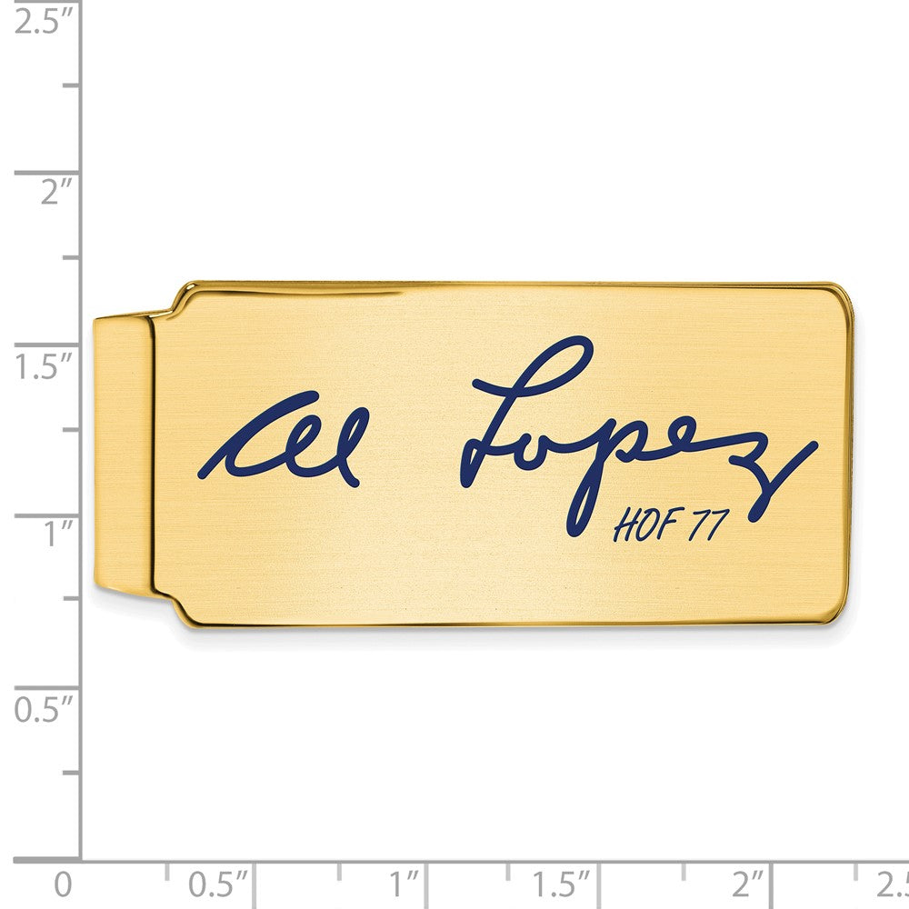 Alternate view of the 14K Gold Plated Silver Al Lopez HOF Epoxy Signature Money Clip by The Black Bow Jewelry Co.