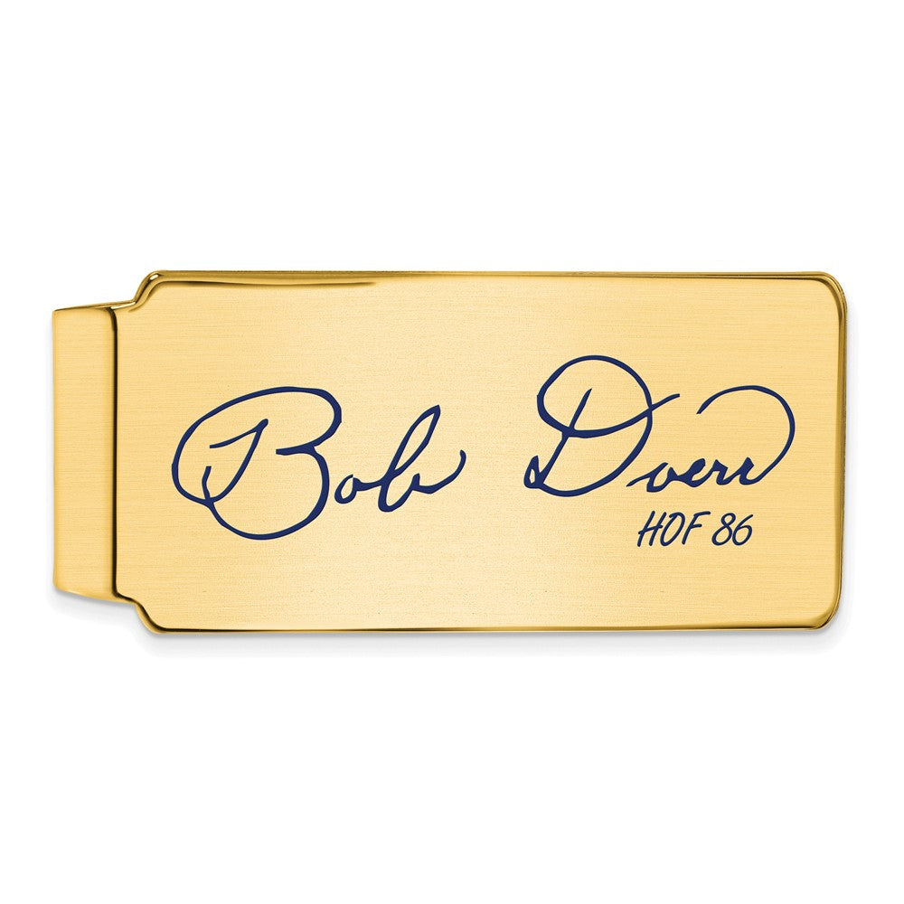 14K Gold Plated Silver Bobby Doerr HOF Epoxy Signature Money Clip, Item M11624 by The Black Bow Jewelry Co.