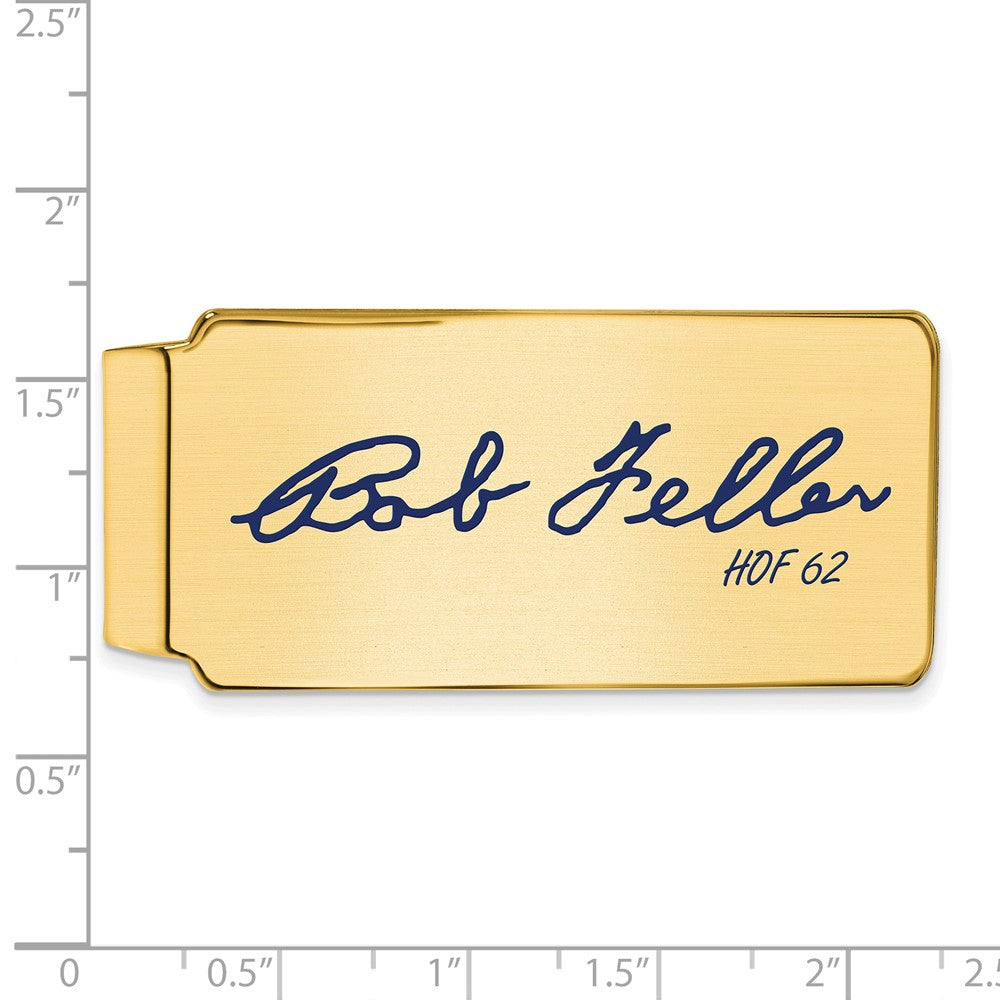Alternate view of the 14K Gold Plated Silver Bob Feller HOF Epoxy Signature Money Clip by The Black Bow Jewelry Co.