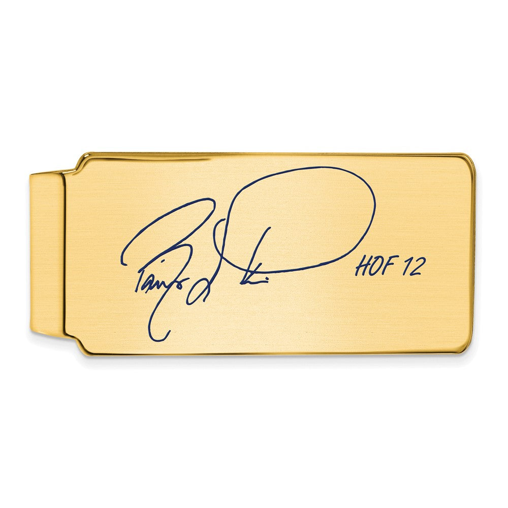14K Gold Plated Silver Barry Larkin HOF Epoxy Signature Money Clip, Item M11626 by The Black Bow Jewelry Co.