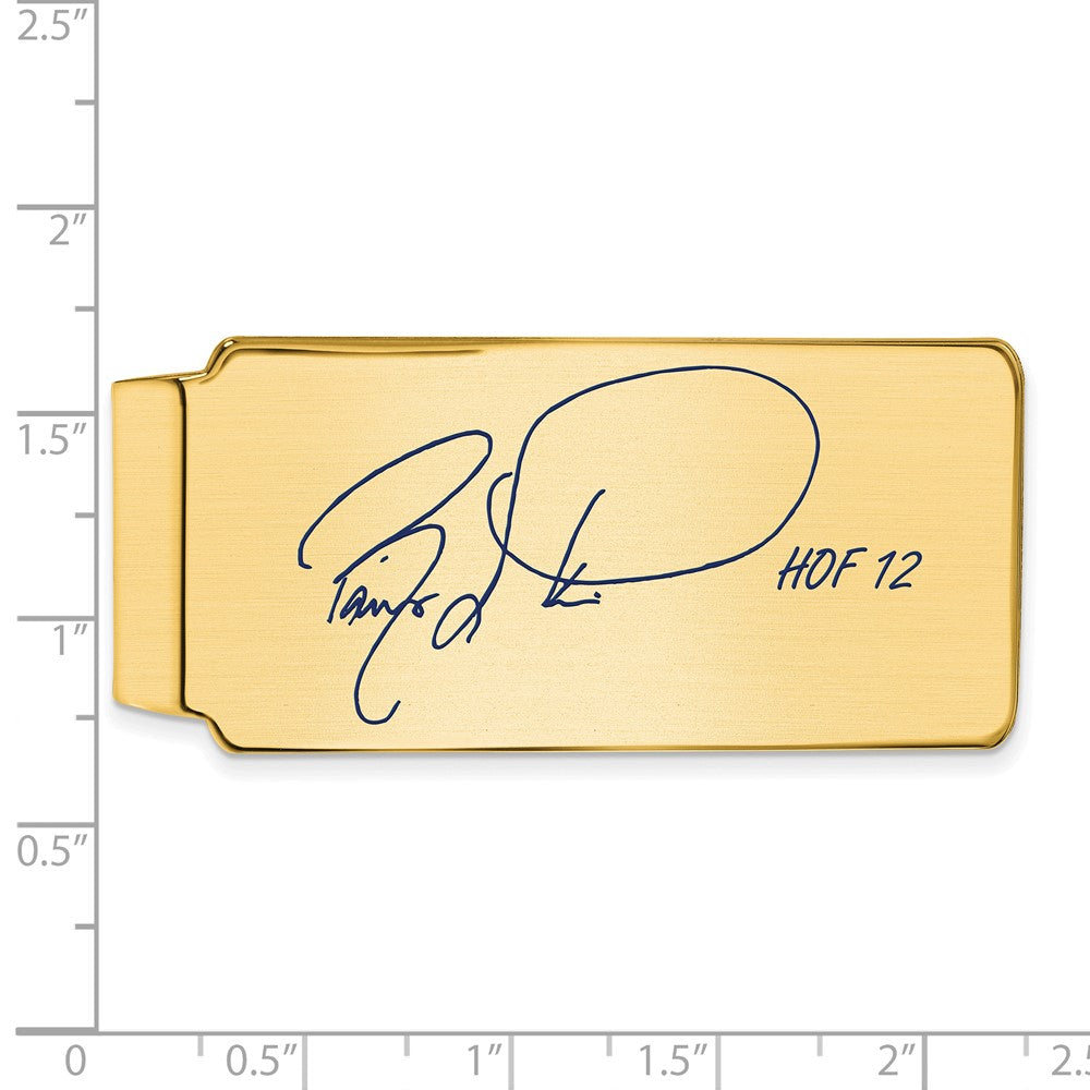 Alternate view of the 14K Gold Plated Silver Barry Larkin HOF Epoxy Signature Money Clip by The Black Bow Jewelry Co.
