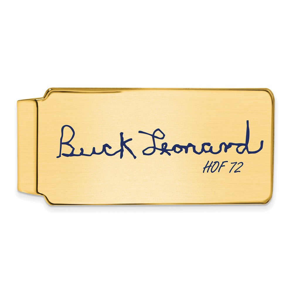 14K Gold Plated Silver Buck Leonard HOF Epoxy Signature Money Clip, Item M11627 by The Black Bow Jewelry Co.