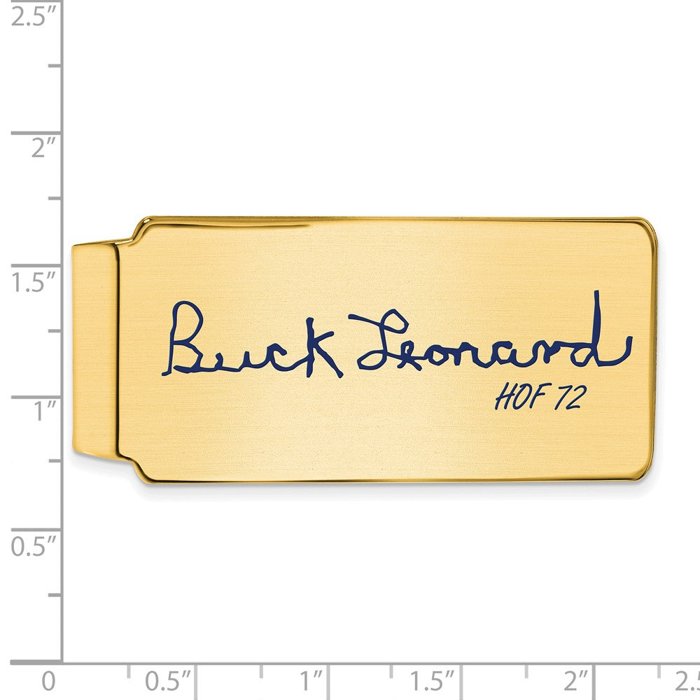 Alternate view of the 14K Gold Plated Silver Buck Leonard HOF Epoxy Signature Money Clip by The Black Bow Jewelry Co.